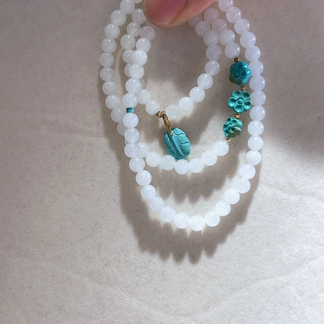 绿松石18K金镶嵌手链大气款