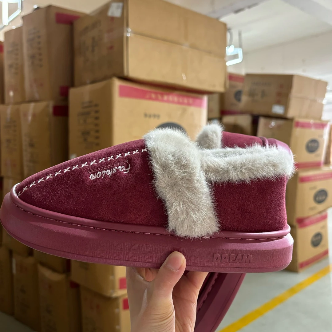 新款女秋冬室内居家保暖厚底包跟情侣棉鞋8821