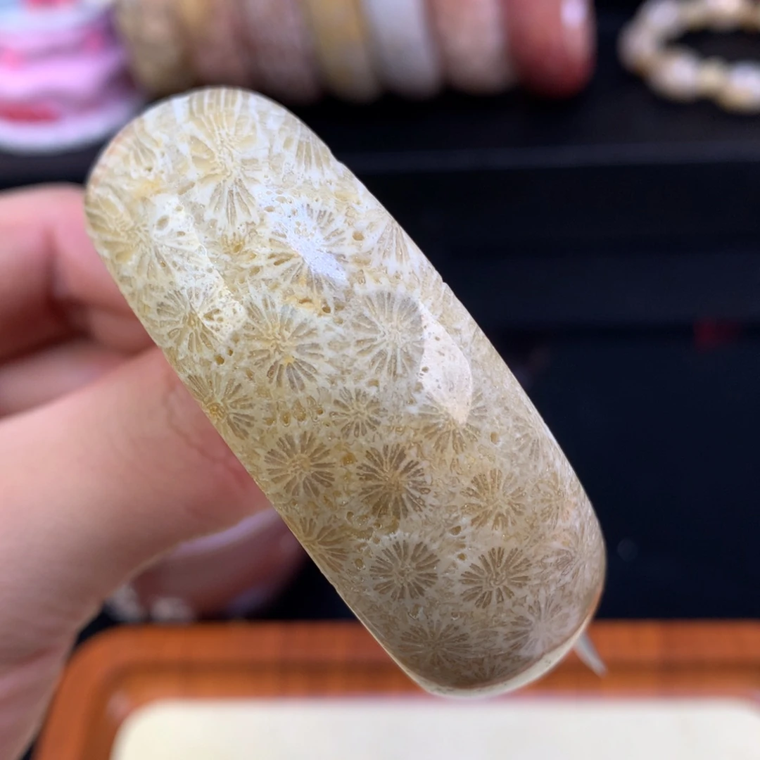 硅化珊瑚（珊瑚玉）未镶嵌颈饰63号200漏100骨骼花52.8圈