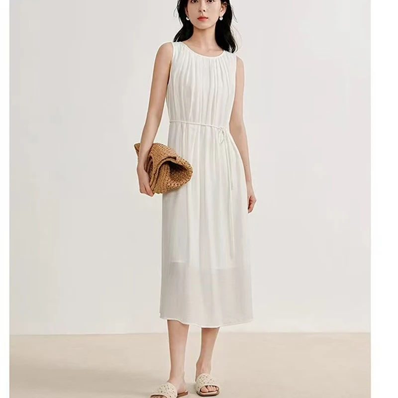 024【商场同款】法式背心连衣裙2025夏季女装新款收腰宽松长裙子