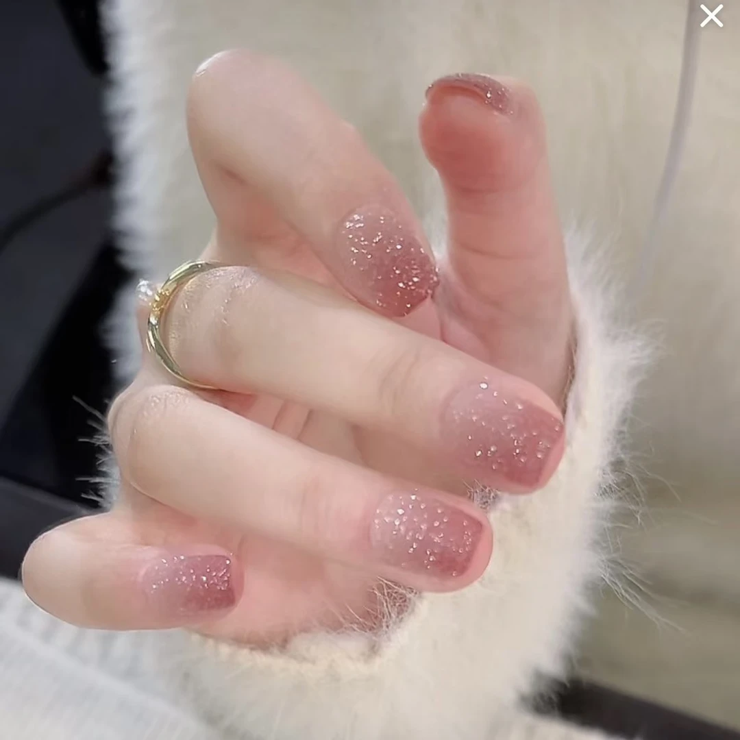 【蜜桃砂糖】（微掉碎屑） 奶盐没加分爆闪星辰渐变基础百搭美甲