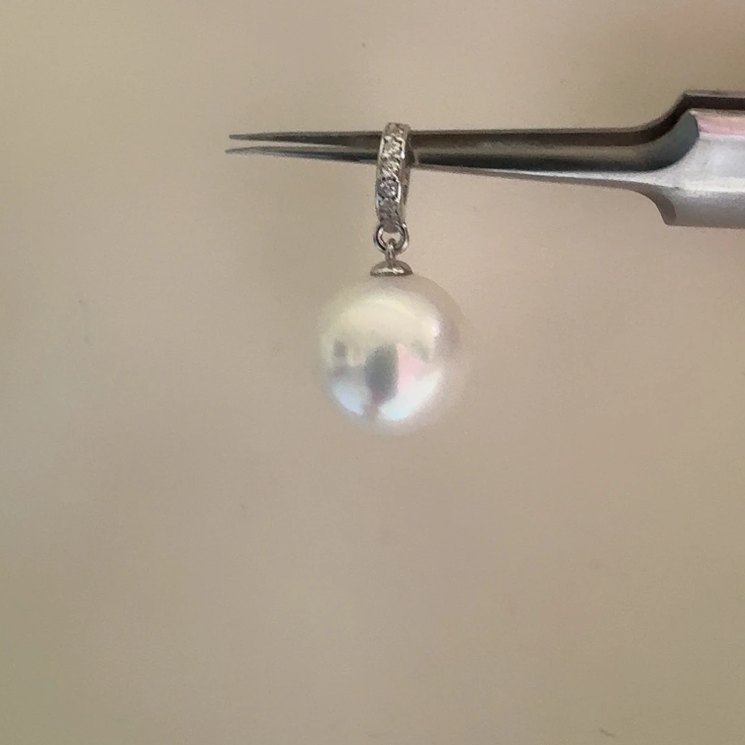 淡水珍珠银S925镶嵌颈饰11-12mm万能扣吊坠