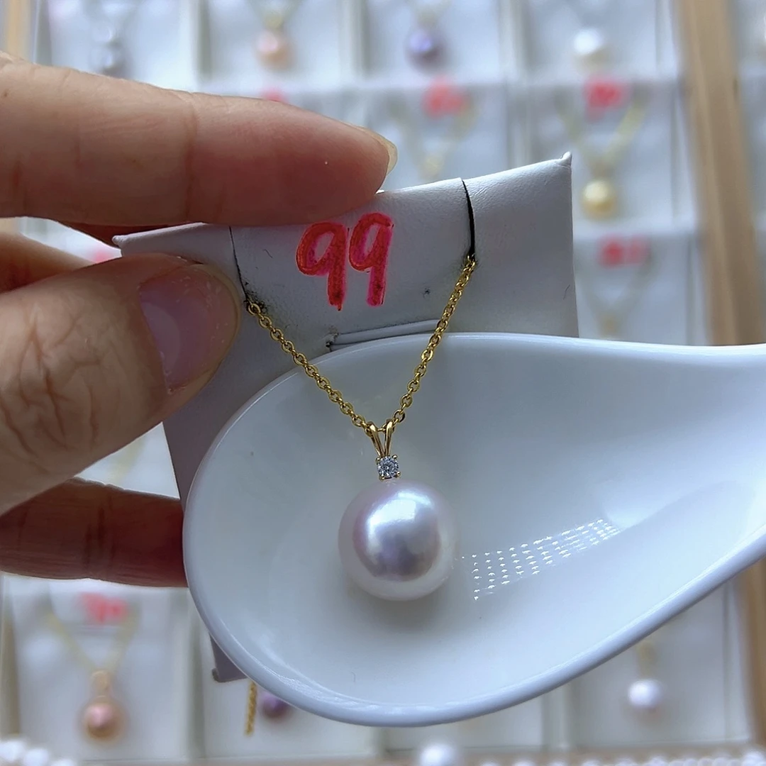 吊坠(不含链)18K金镶嵌淡水珍珠14+粉光