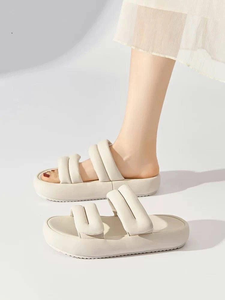 沙滩拖鞋女鞋1207夏季新款简约时尚平底中跟套脚圆头