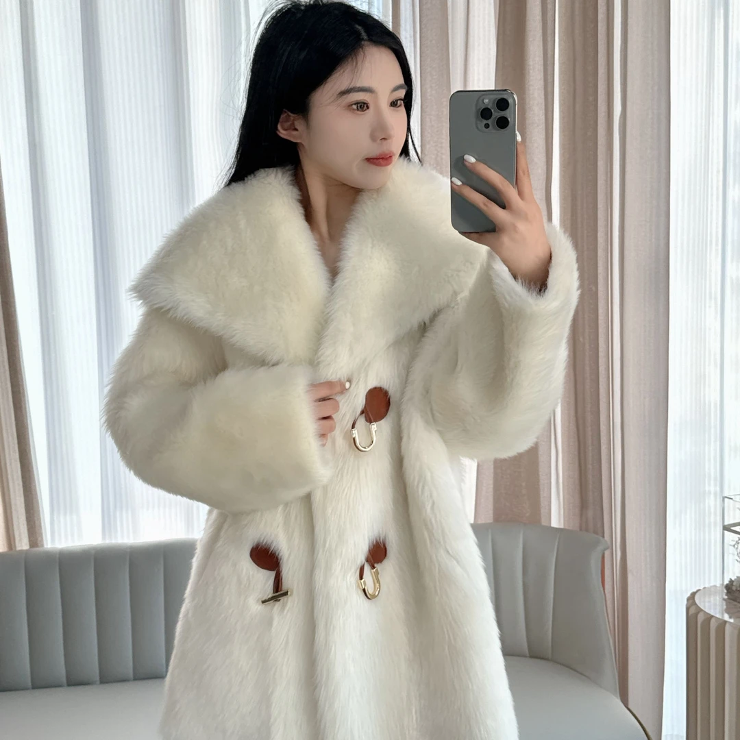 【虫小草】立领皮草中长款外套冬季保暖时尚百搭