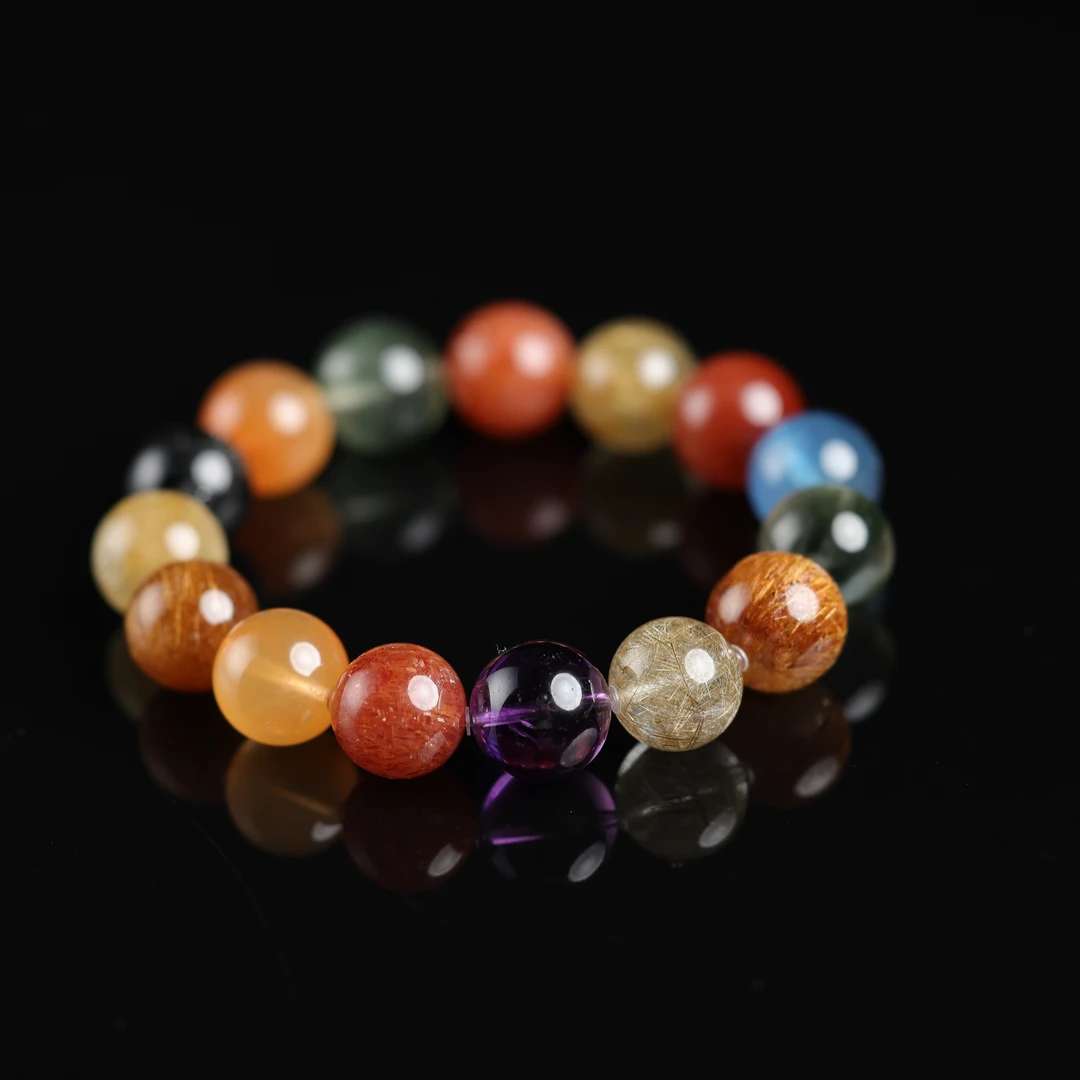 "春晓"严选精品高段位水晶发晶多宝11mm+素手串多样性发其一