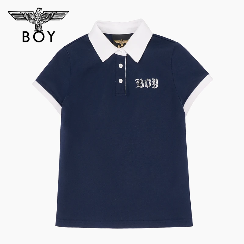BOY25新款女款春夏T恤英伦风鹰标百搭针织短袖POLO衫W01060