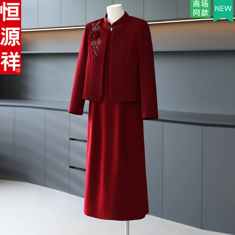 恒源祥新款喜婆婆婚宴礼服洋气妈妈婚礼高贵连衣裙婚庆丈母娘服装
