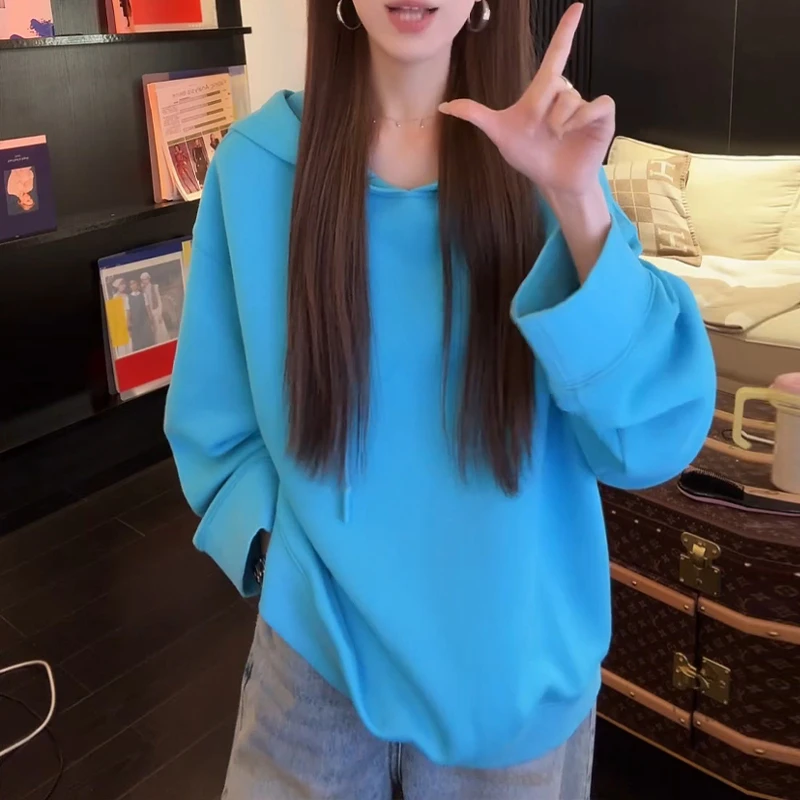 休闲慵懒风连帽卫衣女2025年春秋夏季新款韩版时尚小众洋气上衣潮