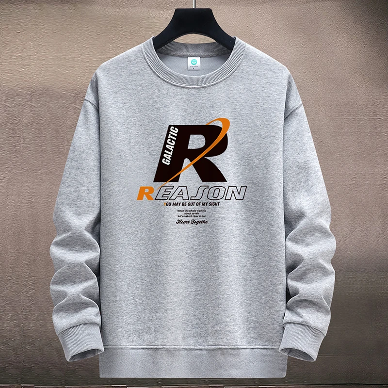 圆领卫衣男宽松休闲青年加绒加厚套头秋冬款学生宽松大码长袖外套