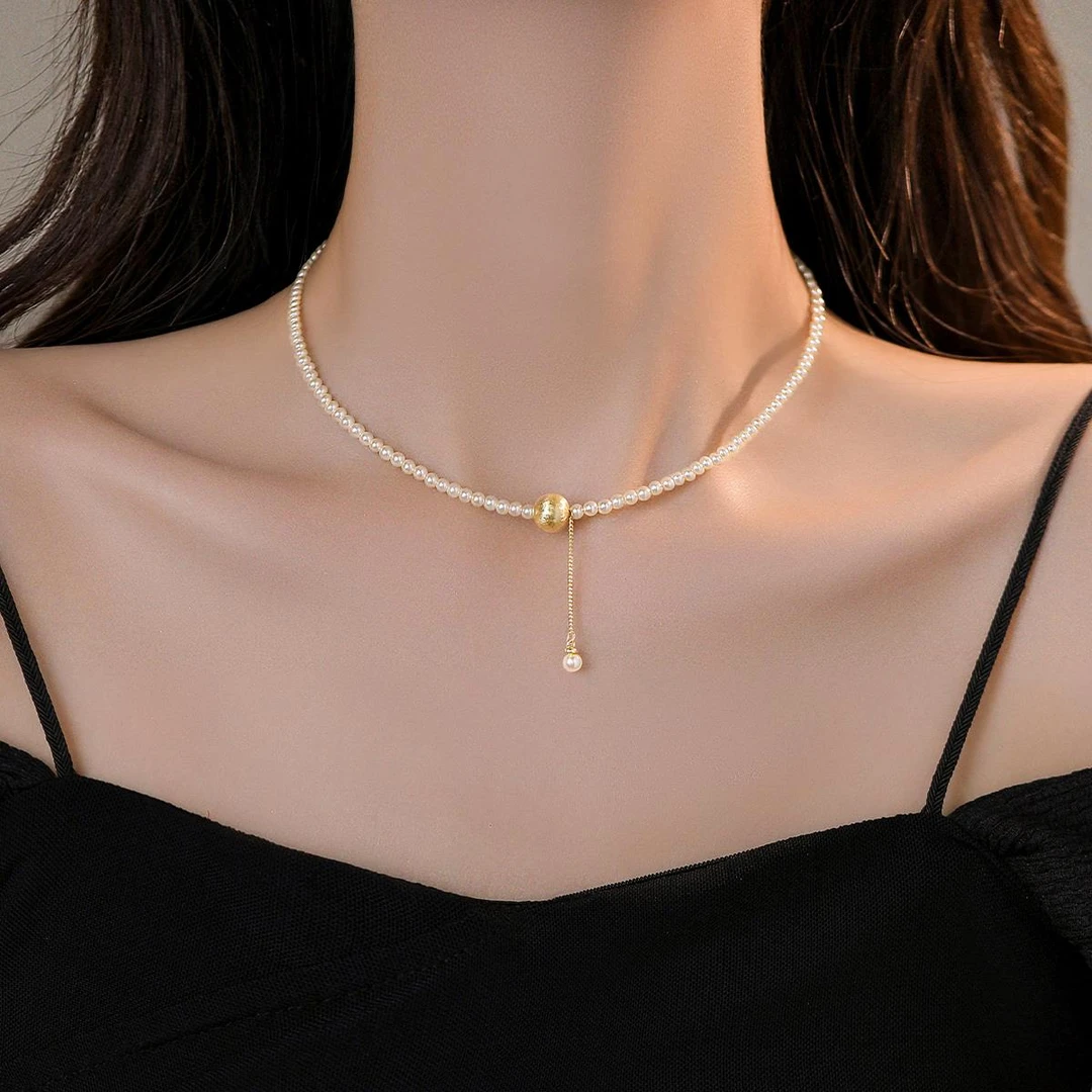 CIOEM KOUIM 铜合金项链 施家小米珠珍珠项链女轻奢小众高级百搭