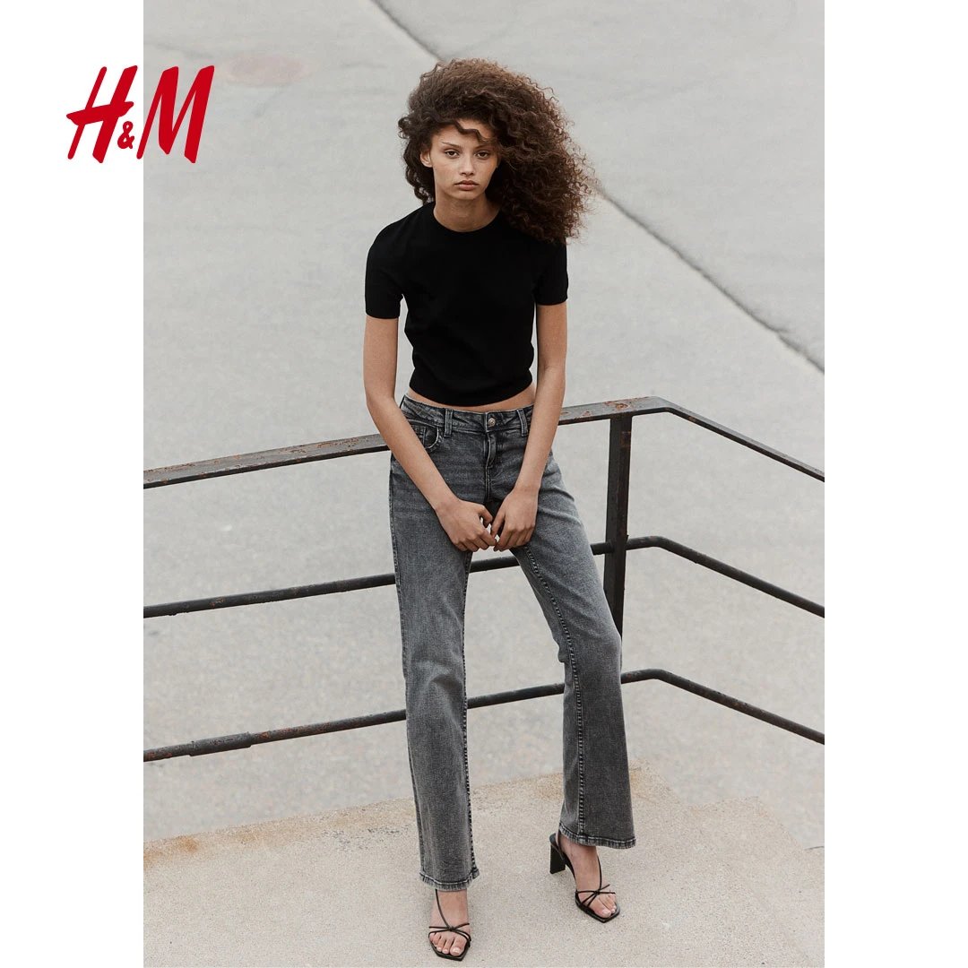 【达】HM女装针织衫2024夏季柔软修身简约百搭针织短T恤1232470