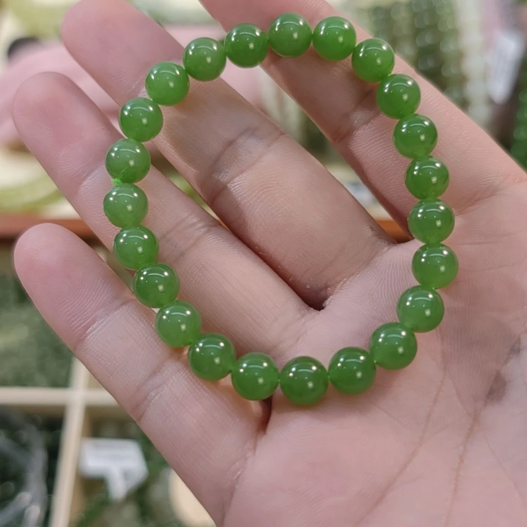 林***飞手链未镶嵌和田玉（碧玉）卡8精品碧玉和田玉手串×1