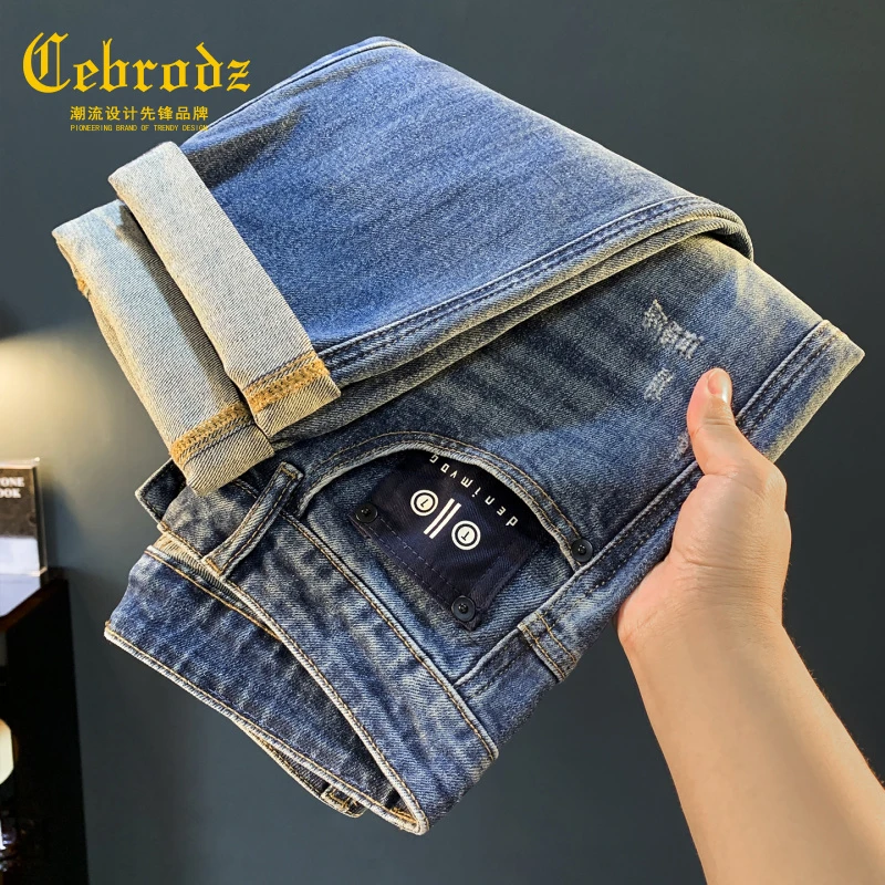 法国Cebrodz水洗牛仔裤男复古水洗直筒宽松长裤2025秋季裤子新款