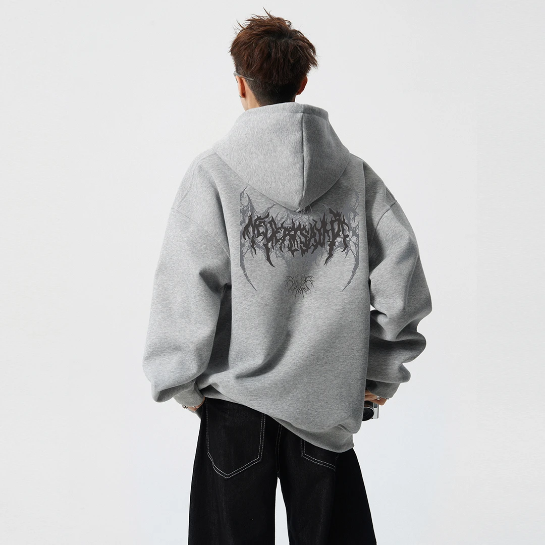 冬季男士加绒加厚连帽卫衣美式男生衣服高级感宽松潮流情侣上衣