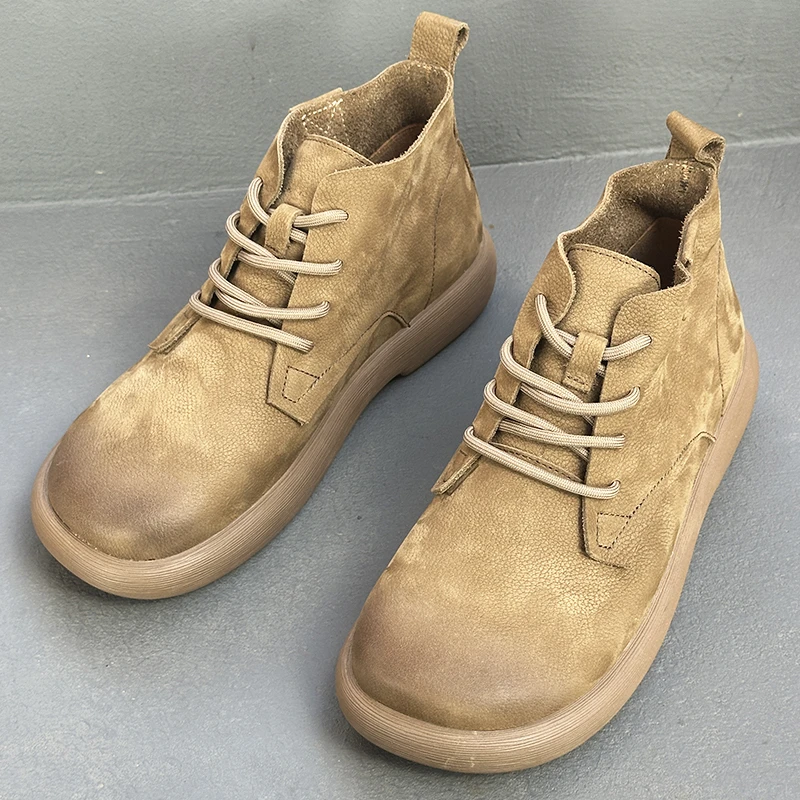 ICCLEK马丁靴男款新款复古2025新款舒适中帮英伦风软底软靴子男