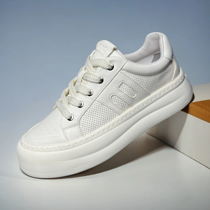 （凉鞋头层牛皮）夏季男士潮流百搭内增高厚底透气孔眼小白鞋56809