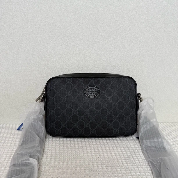 99新 GUCCI/古驰 5961/男士时尚经典黑老花相机包/可手拿
