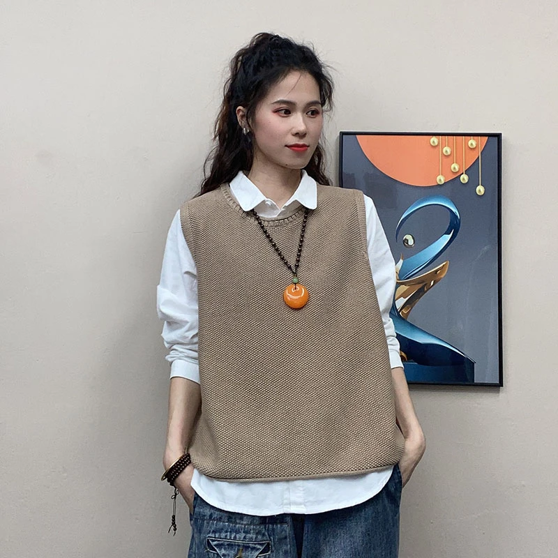 新款春季文艺风马甲马夹韩版复古慵懒学生套装上衣休闲ins港风