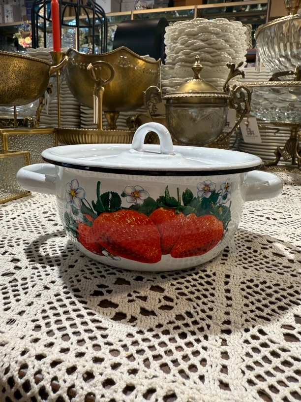 俄罗斯原装进口怀旧复古1.5L搪瓷圆形锅