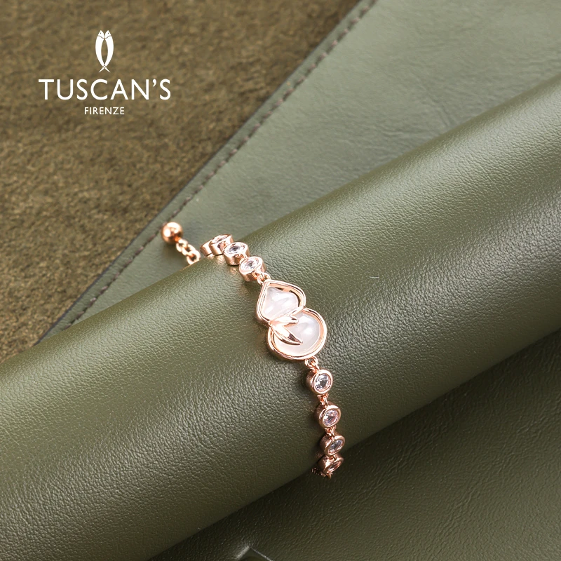 TUSCAN'S 铜合金合成锆石手链 精致女士百搭葫芦手链精致链子时代