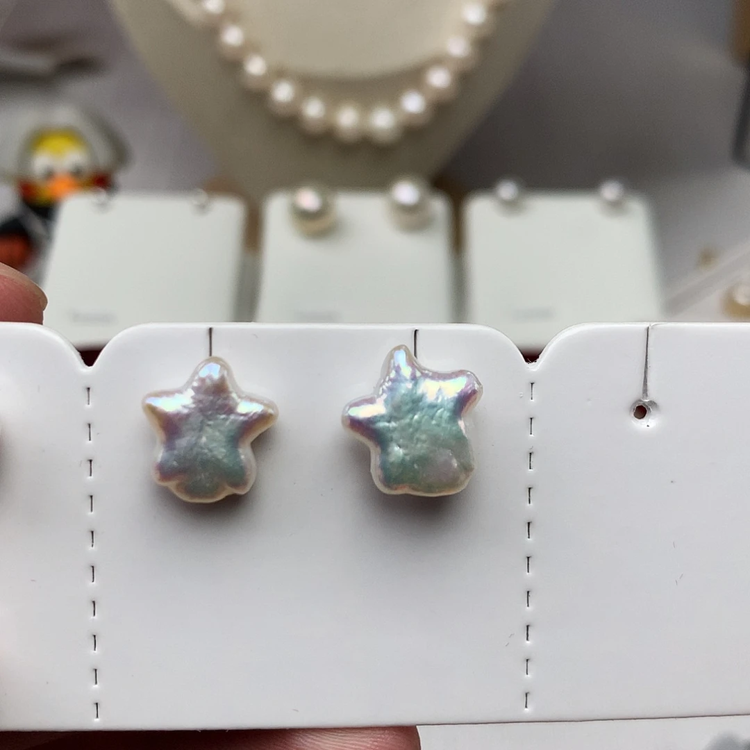 耳饰银S925镶嵌淡水珍珠11mm