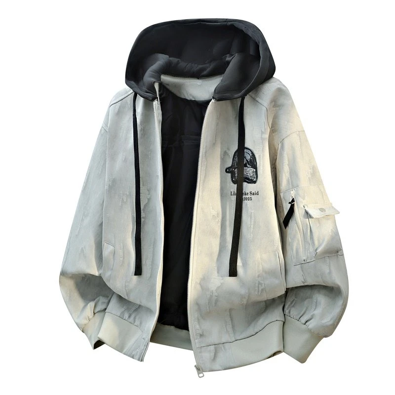 秋季新款学生青少年宽松休闲连帽夹克男生潮流帅气百搭大童外套