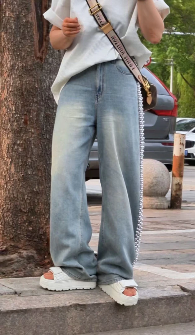 【张羽推荐】  ELVIS.CHEUNG蒋云 25春珍珠牛仔直筒裤