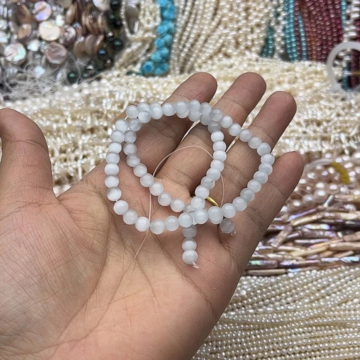 玛瑙/玉髓未镶嵌珠宝半成品一条6mm猫眼石