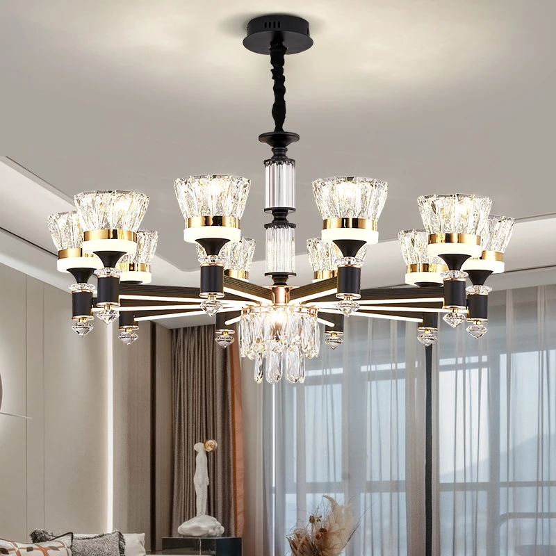 客厅水晶吊灯现代简约轻奢风餐厅主灯臂发光北欧灯具全屋套餐组合