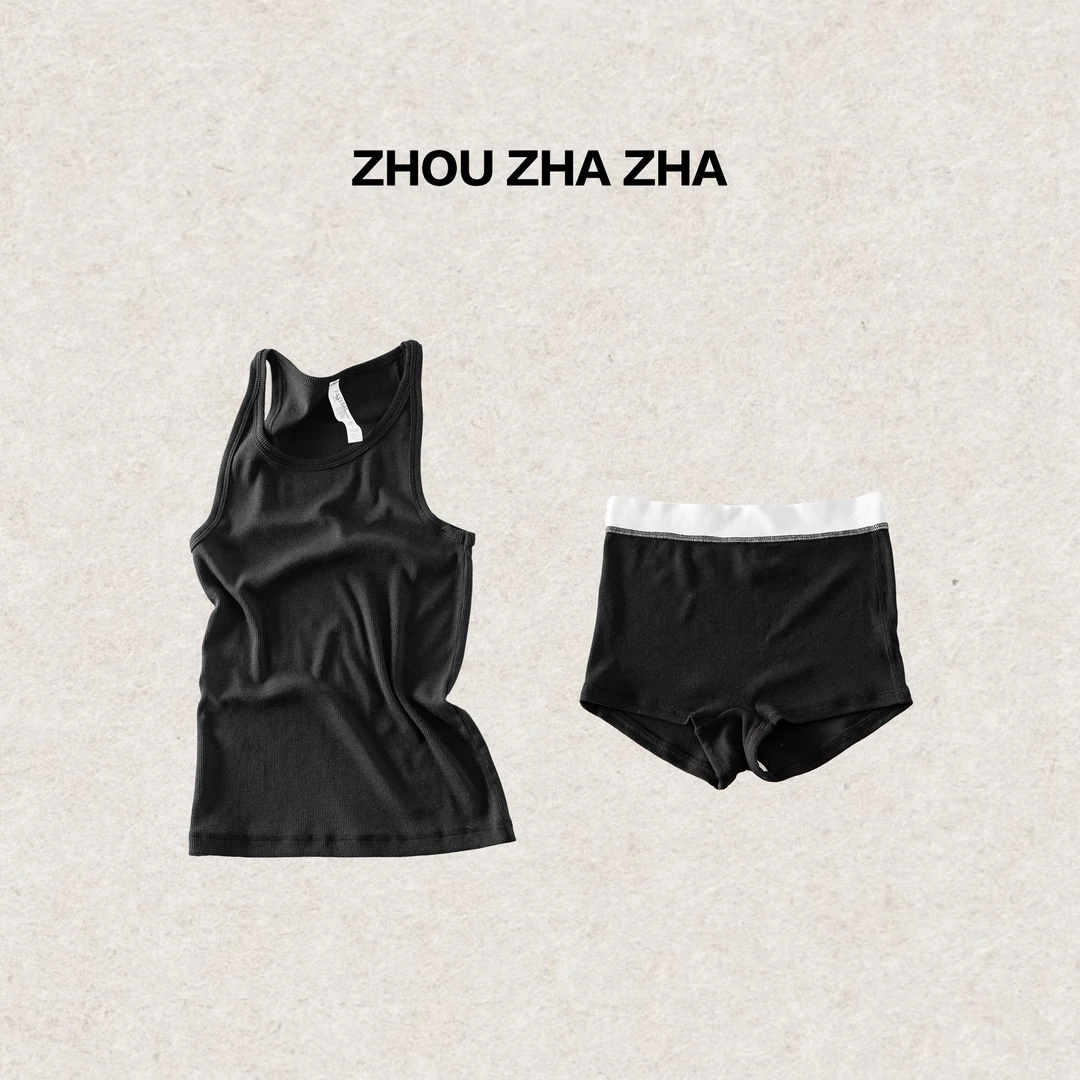 【周炸炸】25新款极简纯色百搭通勤吊带夏季修身显瘦背心套装#S 521