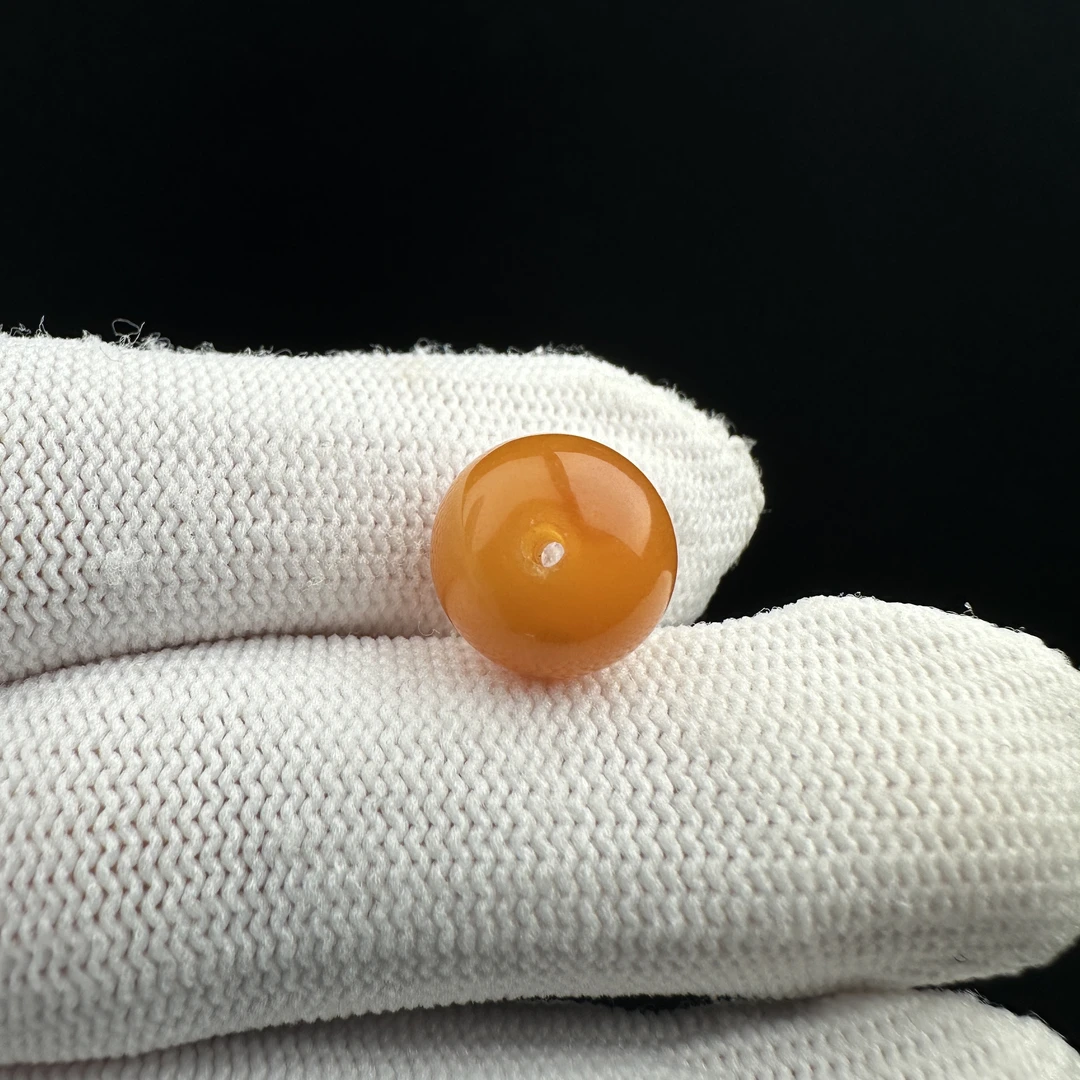 K1308天然原矿蜜蜡 鸡油红扣子11.4*9.9mm支持复检假一罚十