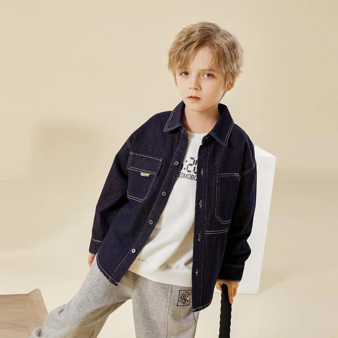 【编号R179】GY3319-64-儿童个性口袋牛仔外套 深蓝色-GMF