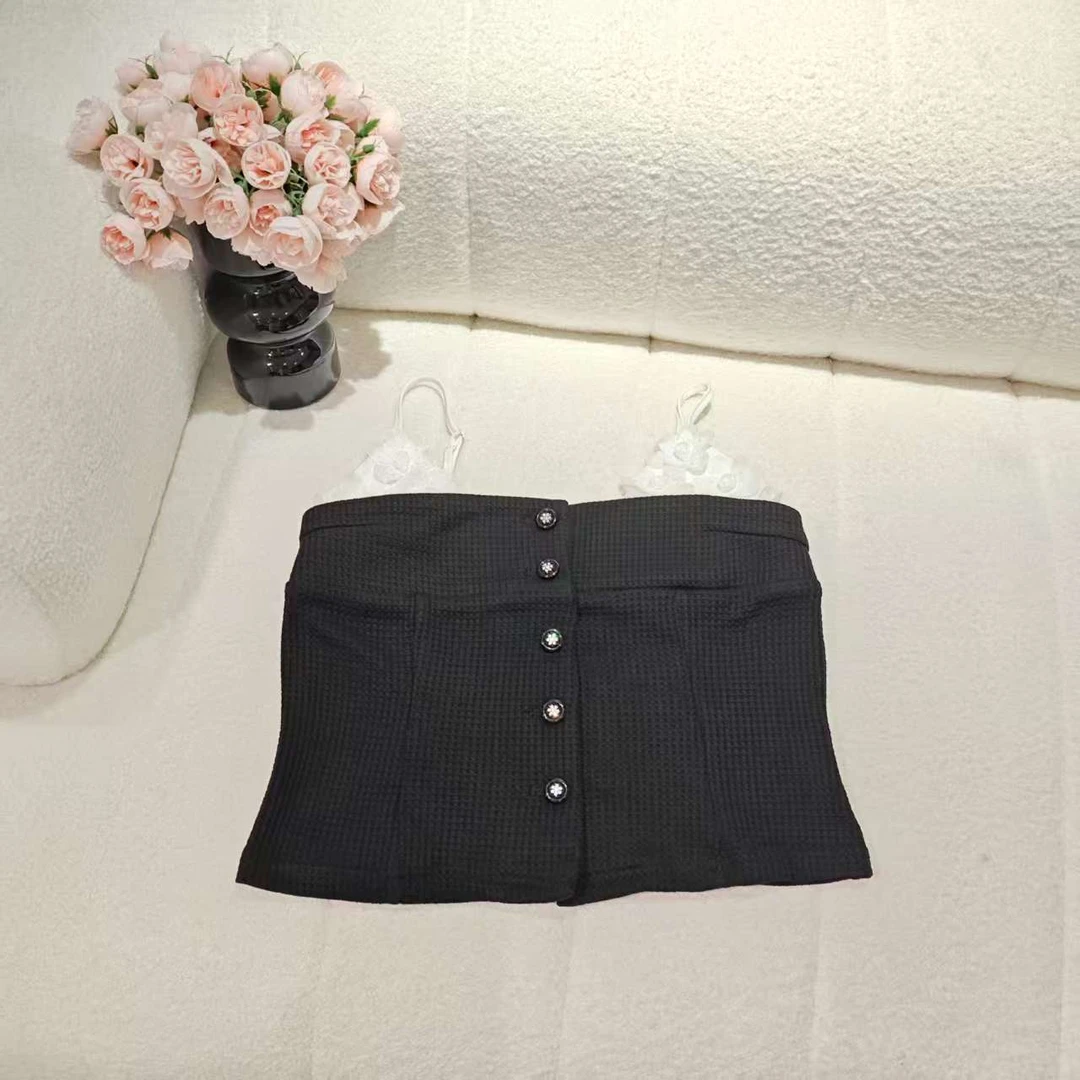 5693华夫格立体花瓣背心吊带女休闲修身背心