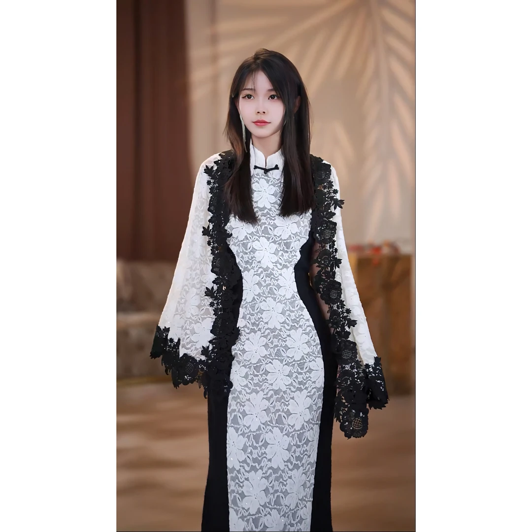 【百变小恬】东方既白新款高级显瘦鱼尾连衣裙-YL11203