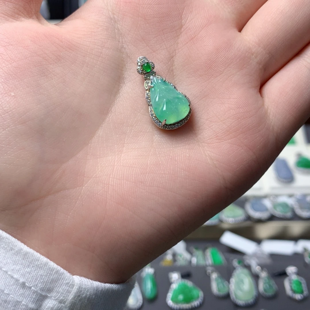 翡翠银S925镶嵌挂件