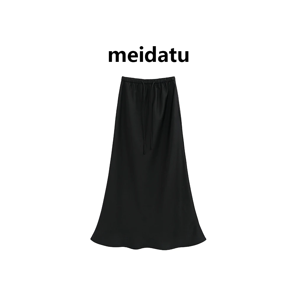 美哒兔（墨韵悠垂）百搭松紧腰直筒半身裙（小个子版）CD649-J