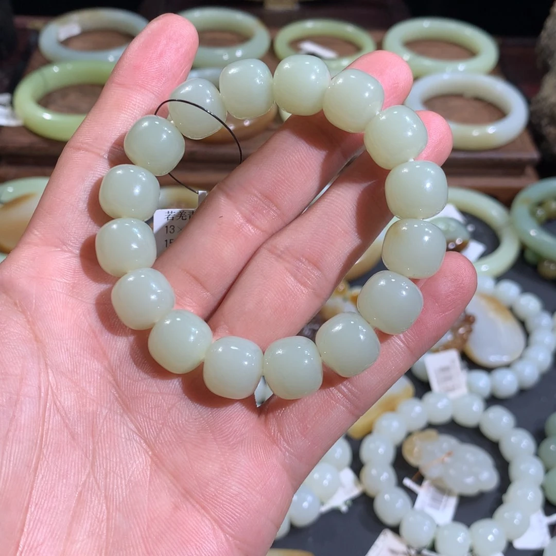 和田玉手链未镶嵌新疆若羌扶果岭青白手串