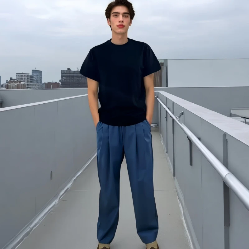 CMSRT-12韩国ChameMei品牌男款夏季宽松休闲纯色修身百搭短袖圆领