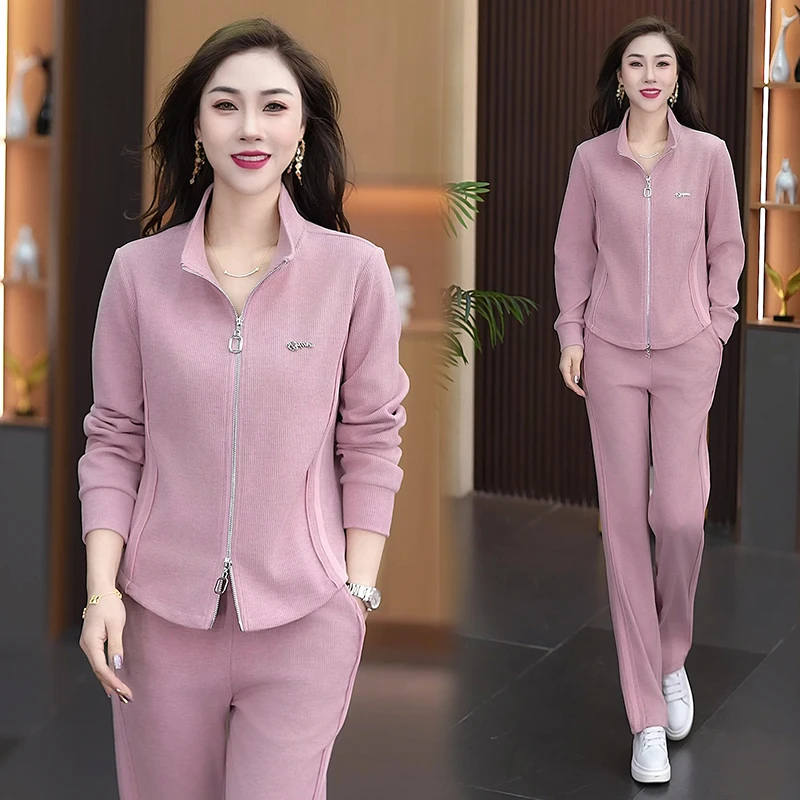 韩版减龄休闲运动套装女2025秋季新款大码立领卫衣运动服两件套潮