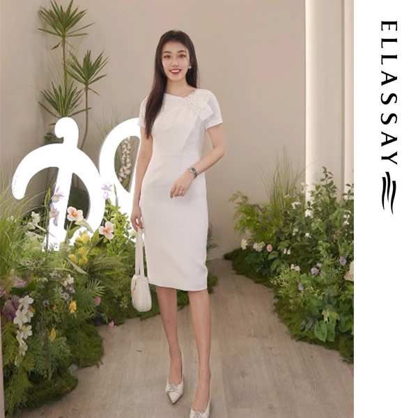 ELLASSAY/歌力思春夏显瘦气质修身法式礼服连衣裙EWD355Y18400