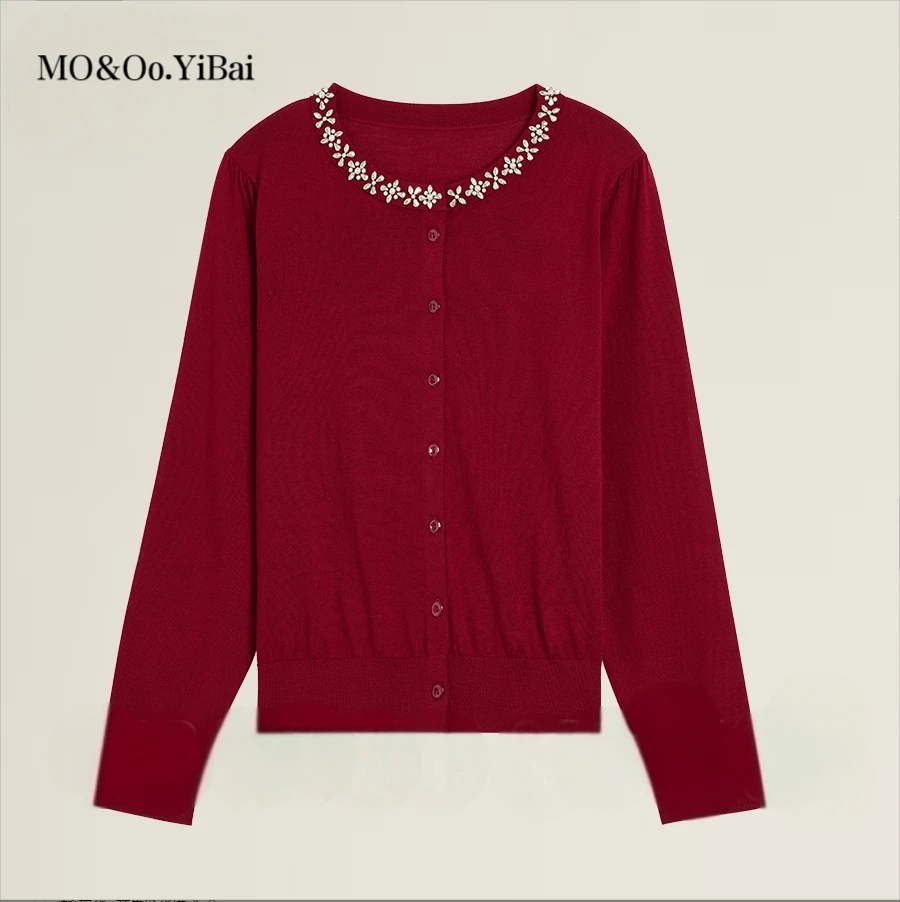 【100%绵羊毛】MO&Oo.YiBai衣白＠春秋手缝钻饰针织开F5004BY365