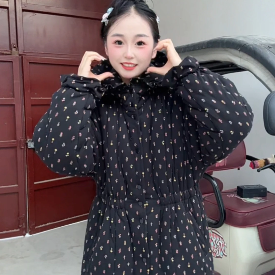 自制新疆棉300g黑色碎花棉花衣家居服