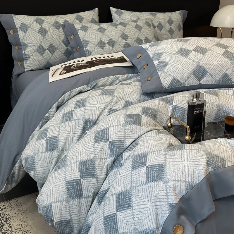 轻奢加厚全棉磨毛四件套2025新款100纯棉床上被套床单轻奢高级感4