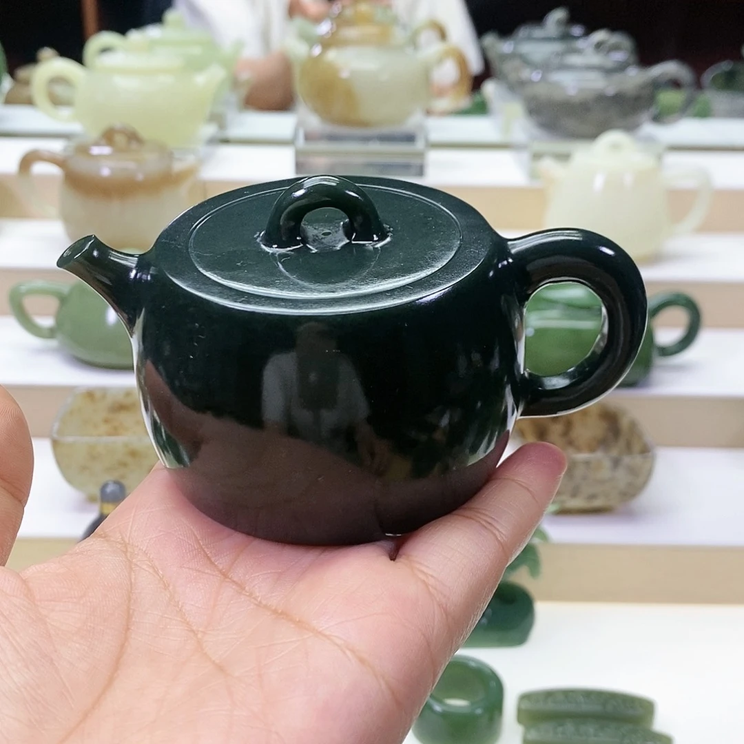 和田玉未镶嵌挂件茶壶