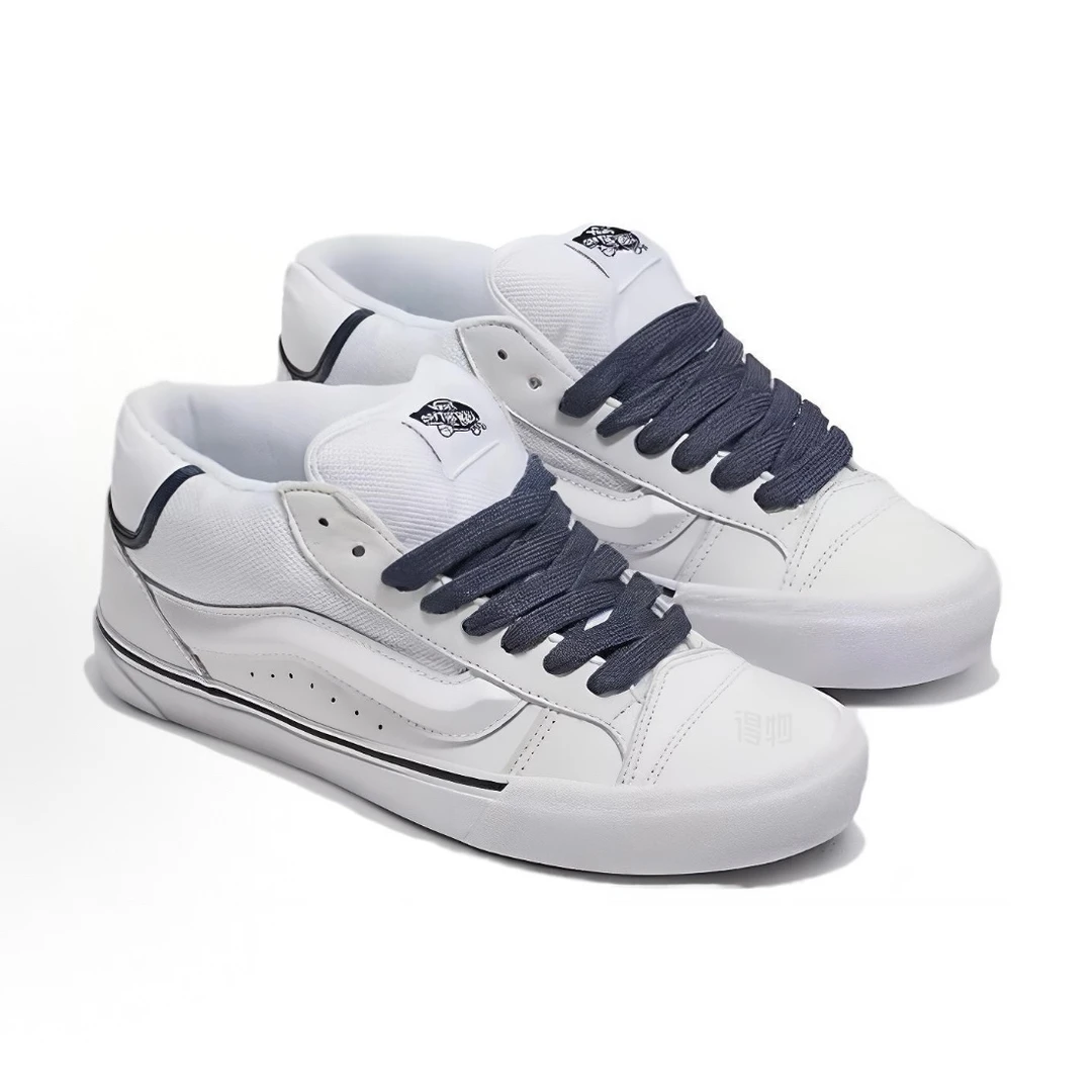 Vans/范斯 KNU 面包复古潮流 中帮板鞋 原盒 白蓝色 CQ9WHT