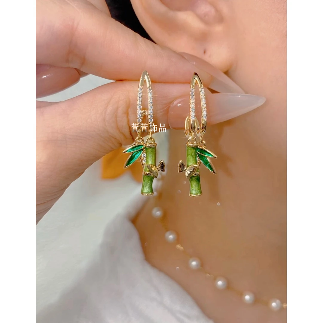 铜合金无非金属耳饰 竹节时尚百搭新款时尚设计感耳环耳圈0507