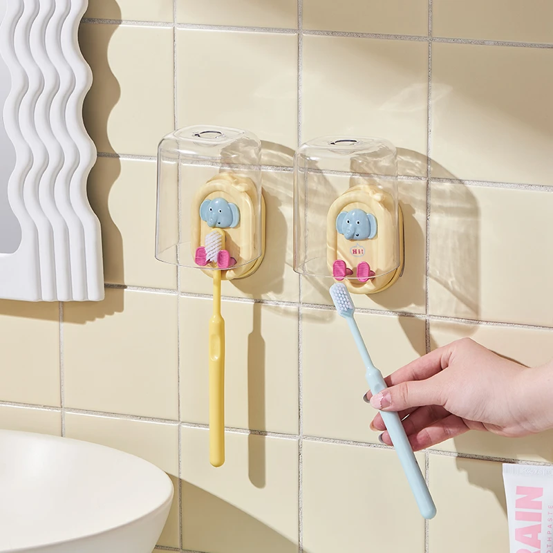 儿童牙刷置物架壁挂式免打孔2025新款卫生间浴室可爱创意收纳架子
