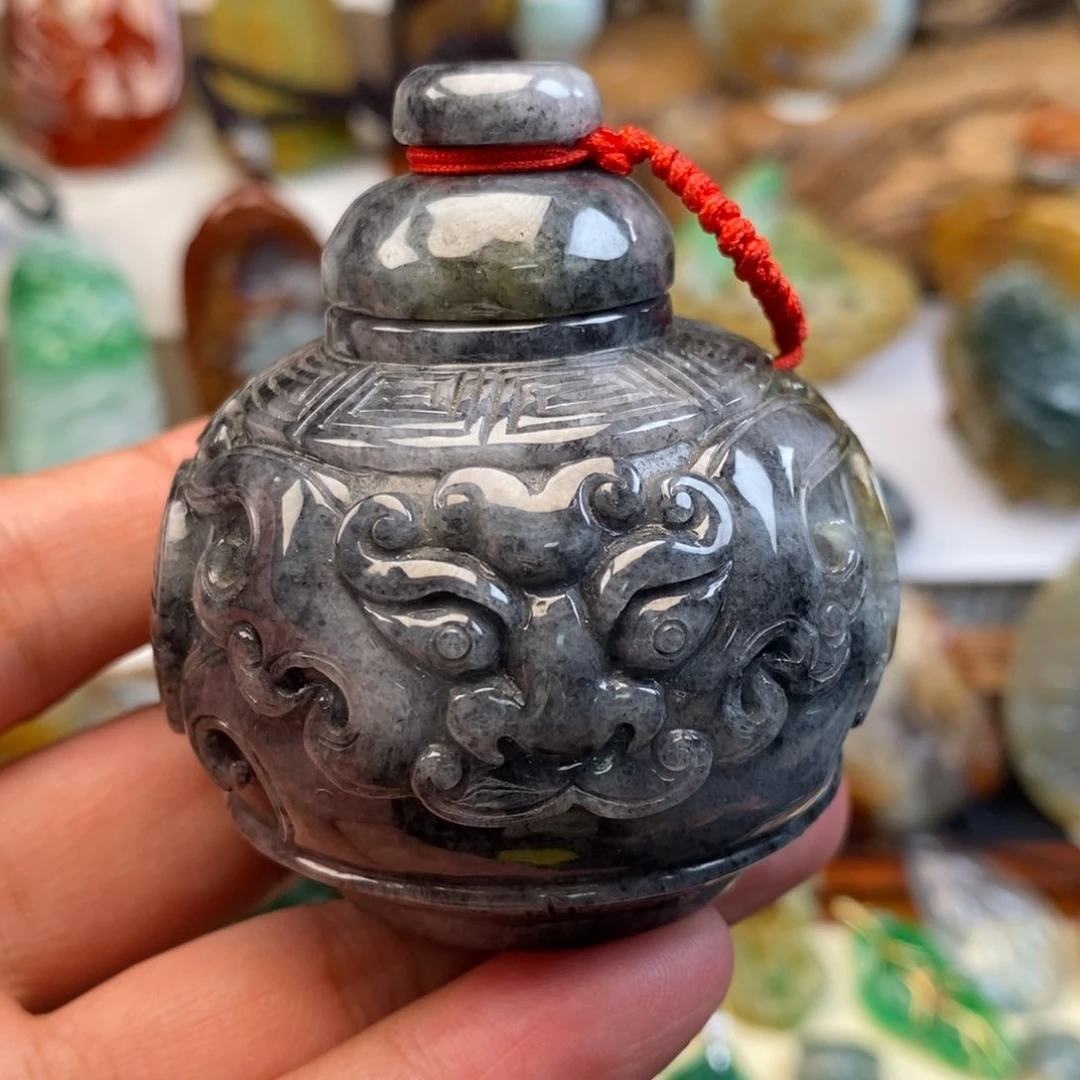 翡翠未镶嵌颈饰缅甸天然翡翠兽面瓶