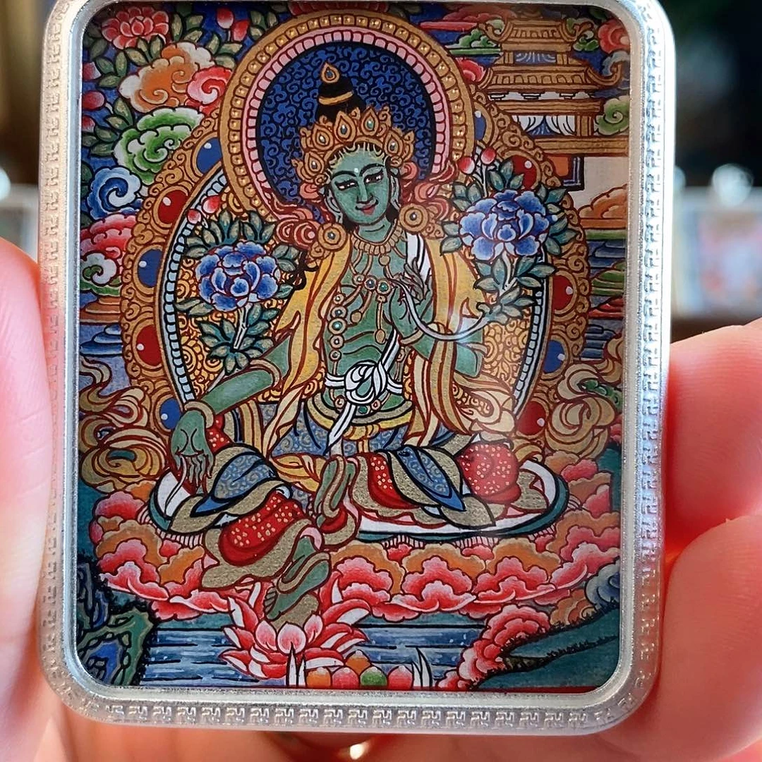 吊坠热贡纯手绘唐卡绿度母